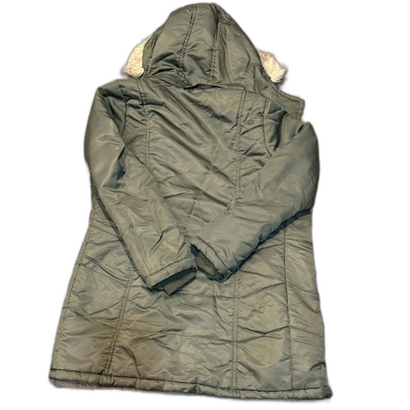 Hooded Billabong Green Faux Fur Trim Removable Hood Women's Size Large - Picture 8 of 8